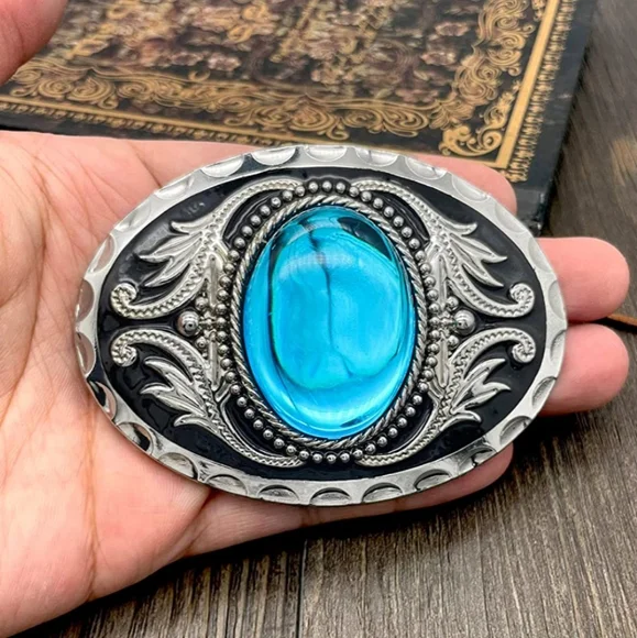 Accessories | New Turqouise Belt Buckle Fits 15 Belt Metal 